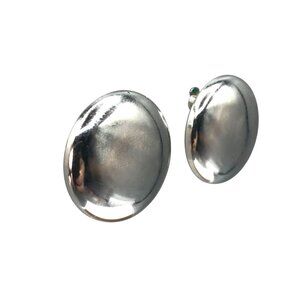 Coro Silver Tone Dome Button Earrings, Vintage Clip On Minimalist Fashion Coordi